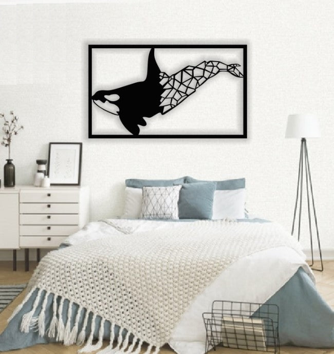 Decor Personalizabil Geometric perete Balena cu Cocoasa HHH296 din lemn