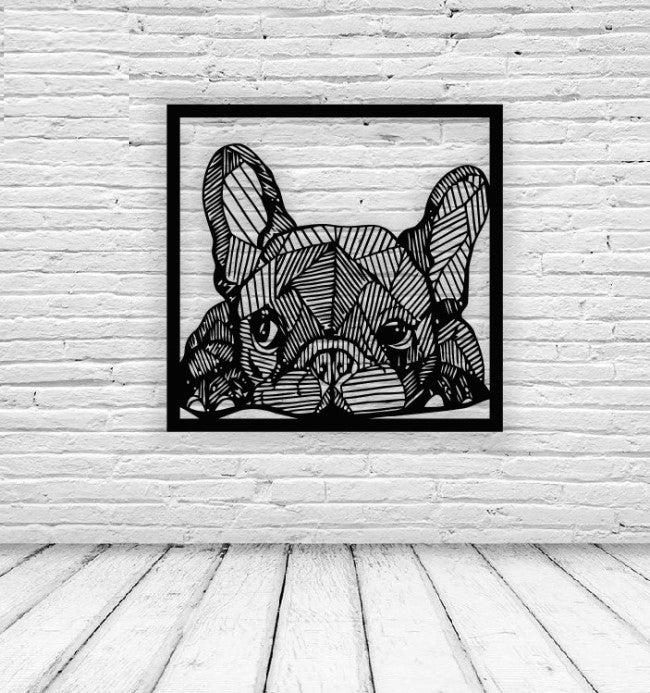 Decor Personalizabil Geometric perete Catel Bulldog HHH269 din lemn