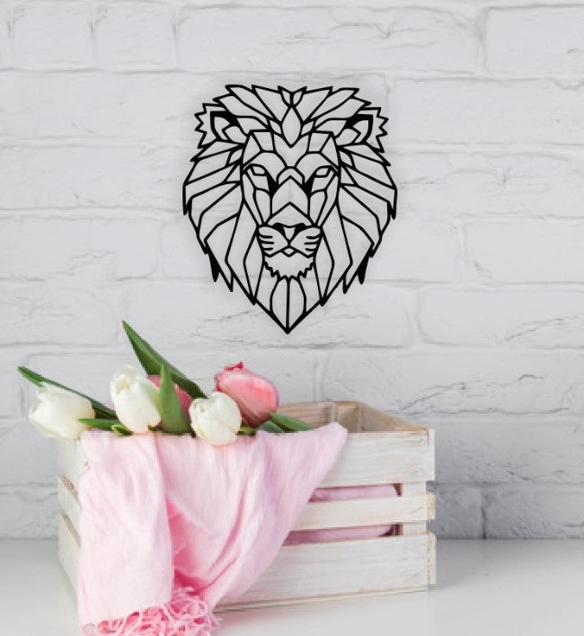 Decor Personalizabil Geometric perete Leu cu coama din lemn