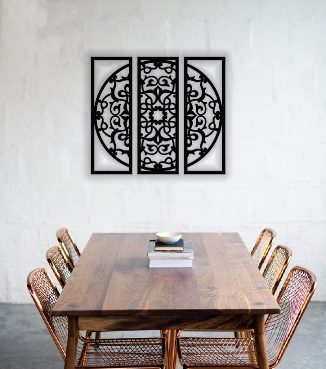 Decor perete Personalizabil 3 Parti Cerc Mandala HHH552 din lemn