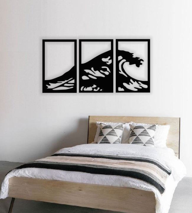 Decor perete Personalizabil 3 Parti Valuri HHH521 din lemn