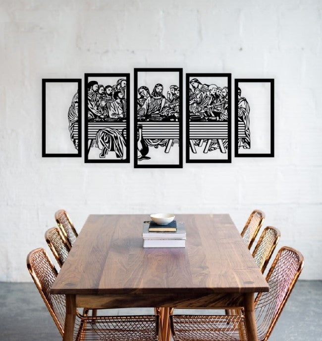 Decor perete Personalizabil 5 parti Cina Cea de Taina din lemn
