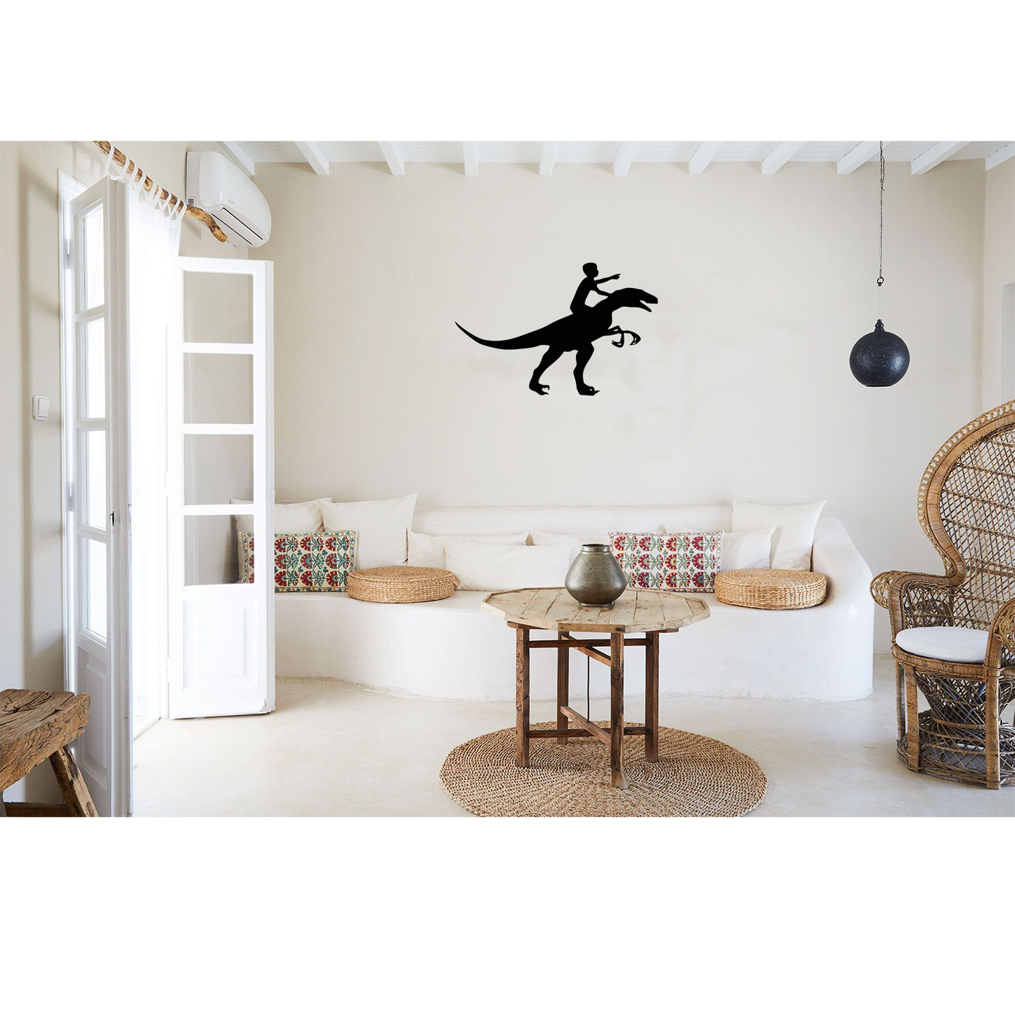 Decor perete Baiat pe Dinozaur HH690 din lemn