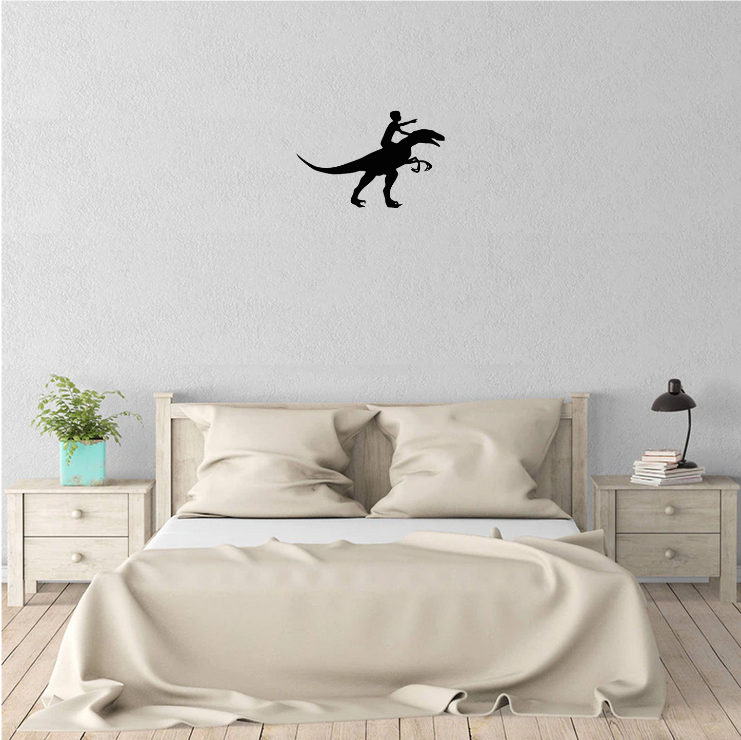 Decor perete Baiat pe Dinozaur HH690 din lemn