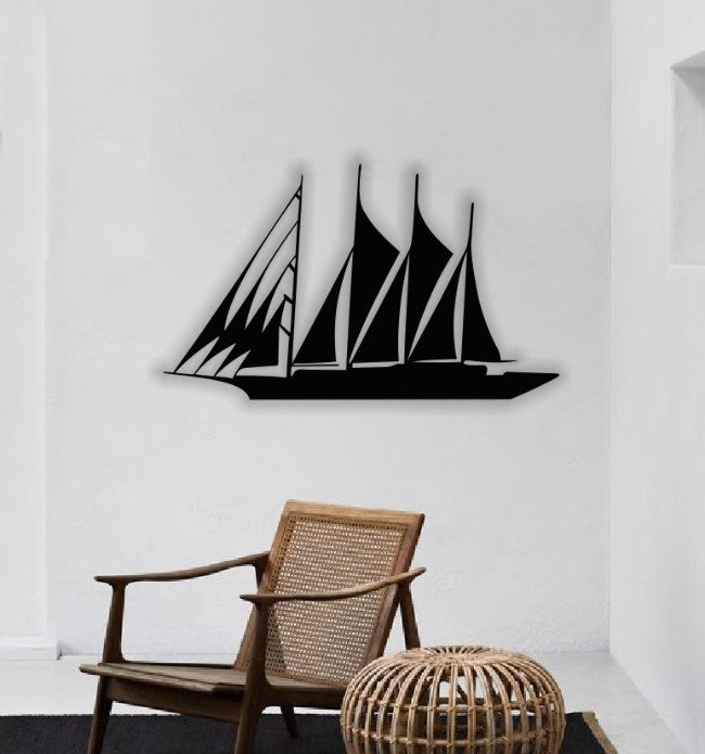 Decor perete Personalizabil Barca cu Panze HHH265 din lemn