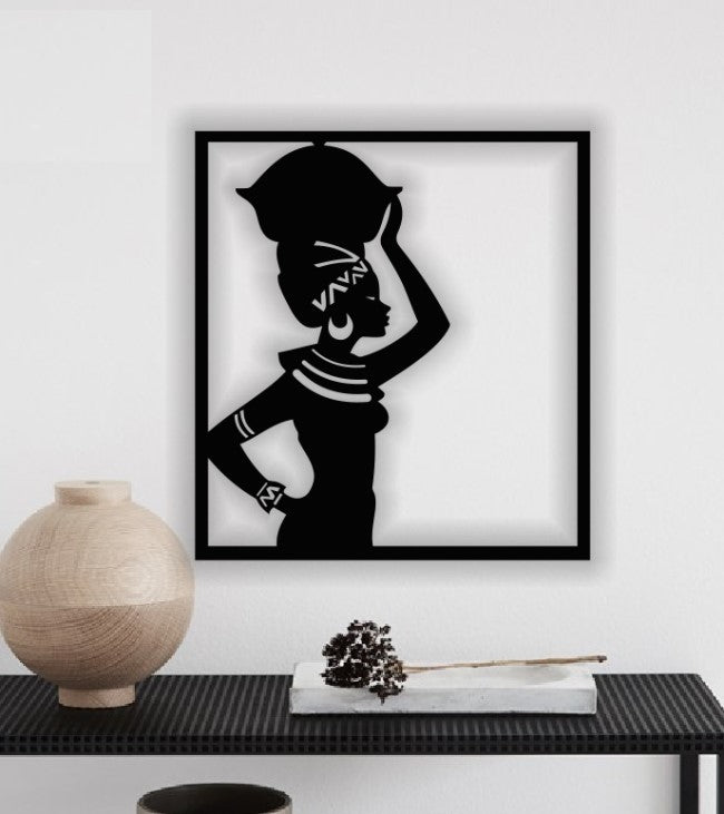 Decor perete Personalizabil Bust Doamna din Africa HHH473 din lemn