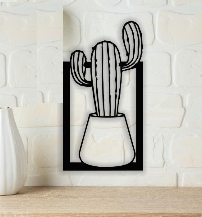 Decor perete Personalizabil Cactus in Ghiveci HHH570 din lemn