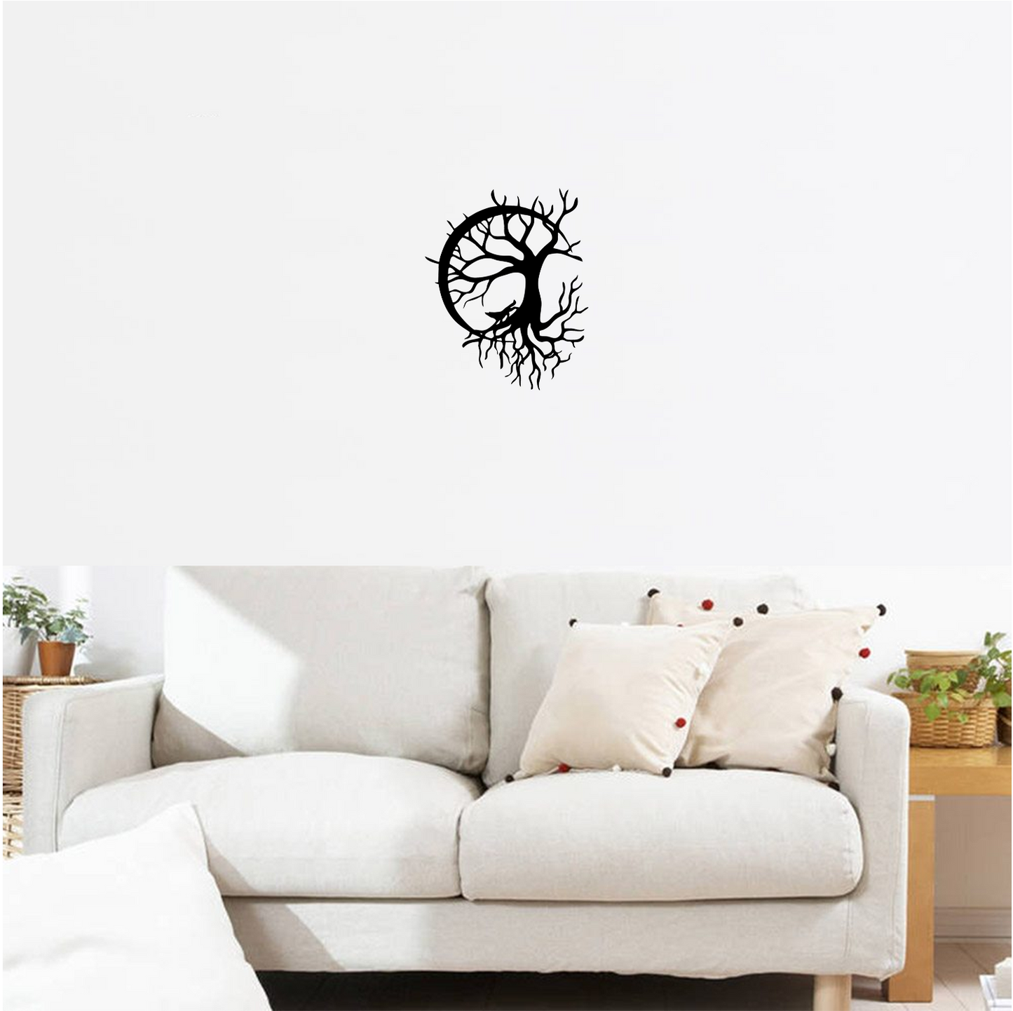 Decor perete Copac cu Lup si Luna HH756 din lemn