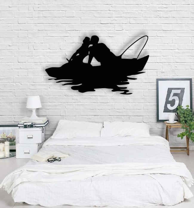 Decor perete Personalizabil Cuplu in Barca HHH351 din lemn