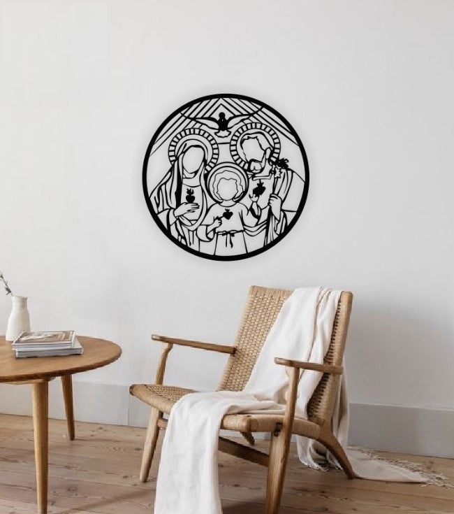 Decor perete Personalizabil Familia Sfanta HHH646 din lemn