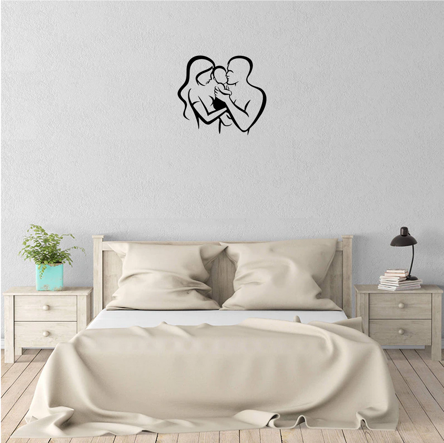 Decor perete Familie cu Bebelus HH728 din lemn