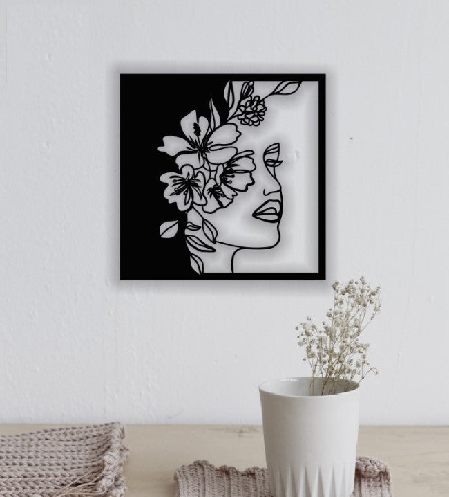 Decor perete Personalizabil Fata din Flori HHH249 din lemn