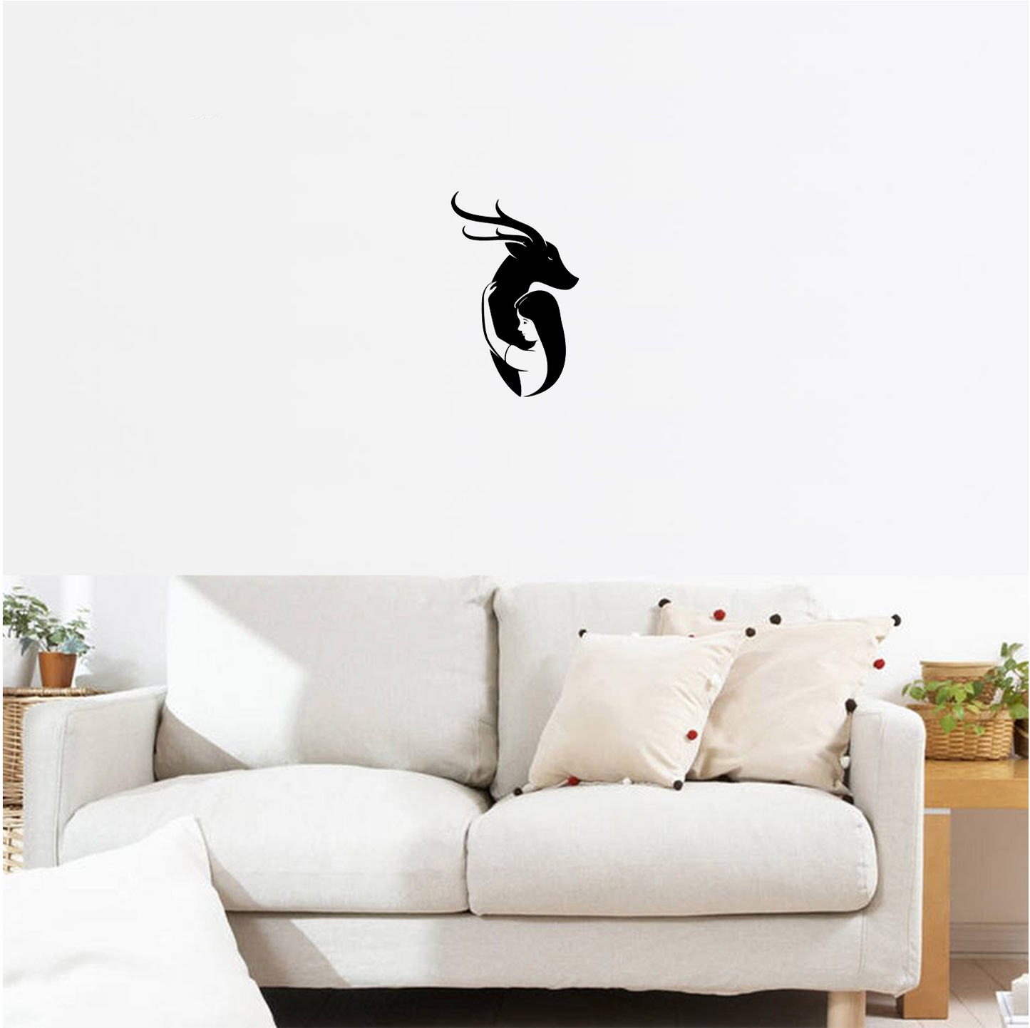 Decor perete Fata si Caprioara HH696 din lemn