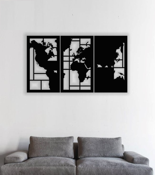 Decor perete Personalizabil Harta Lumii din lemn