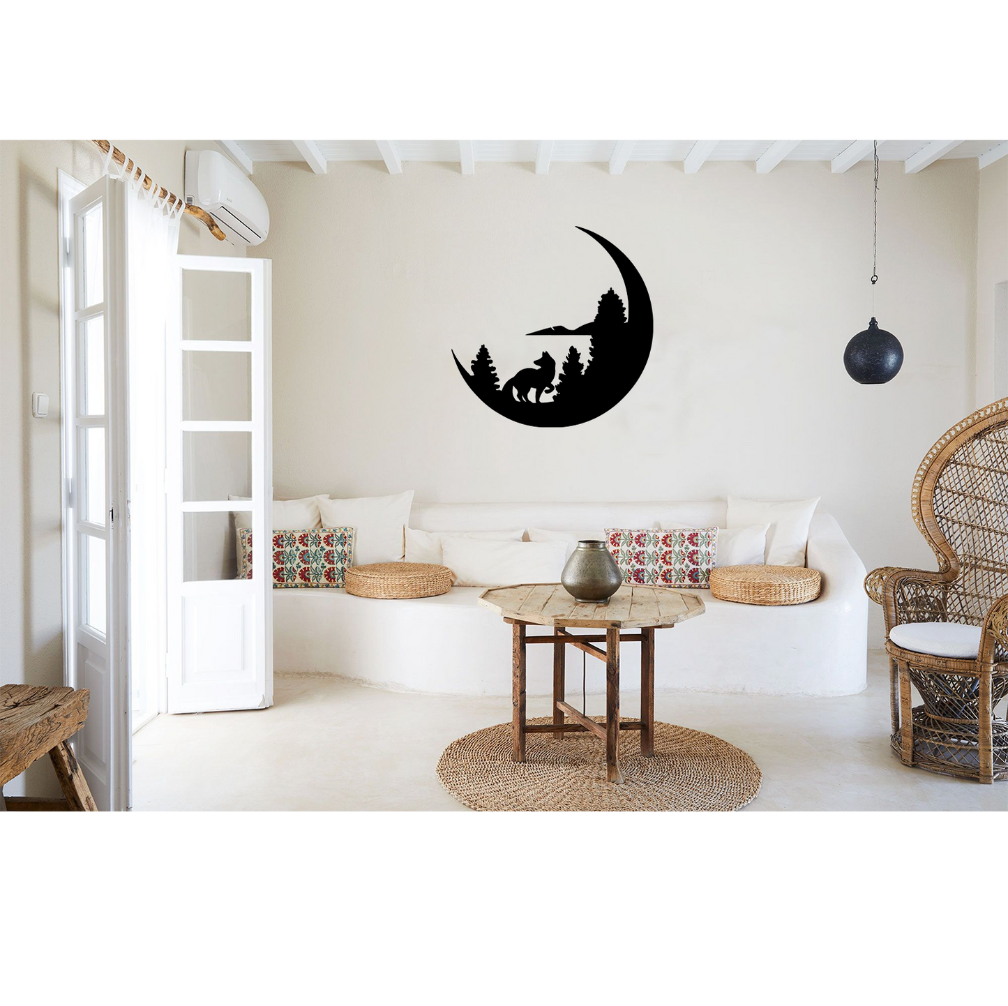 Decor perete Lup si Luna HH695 din lemn