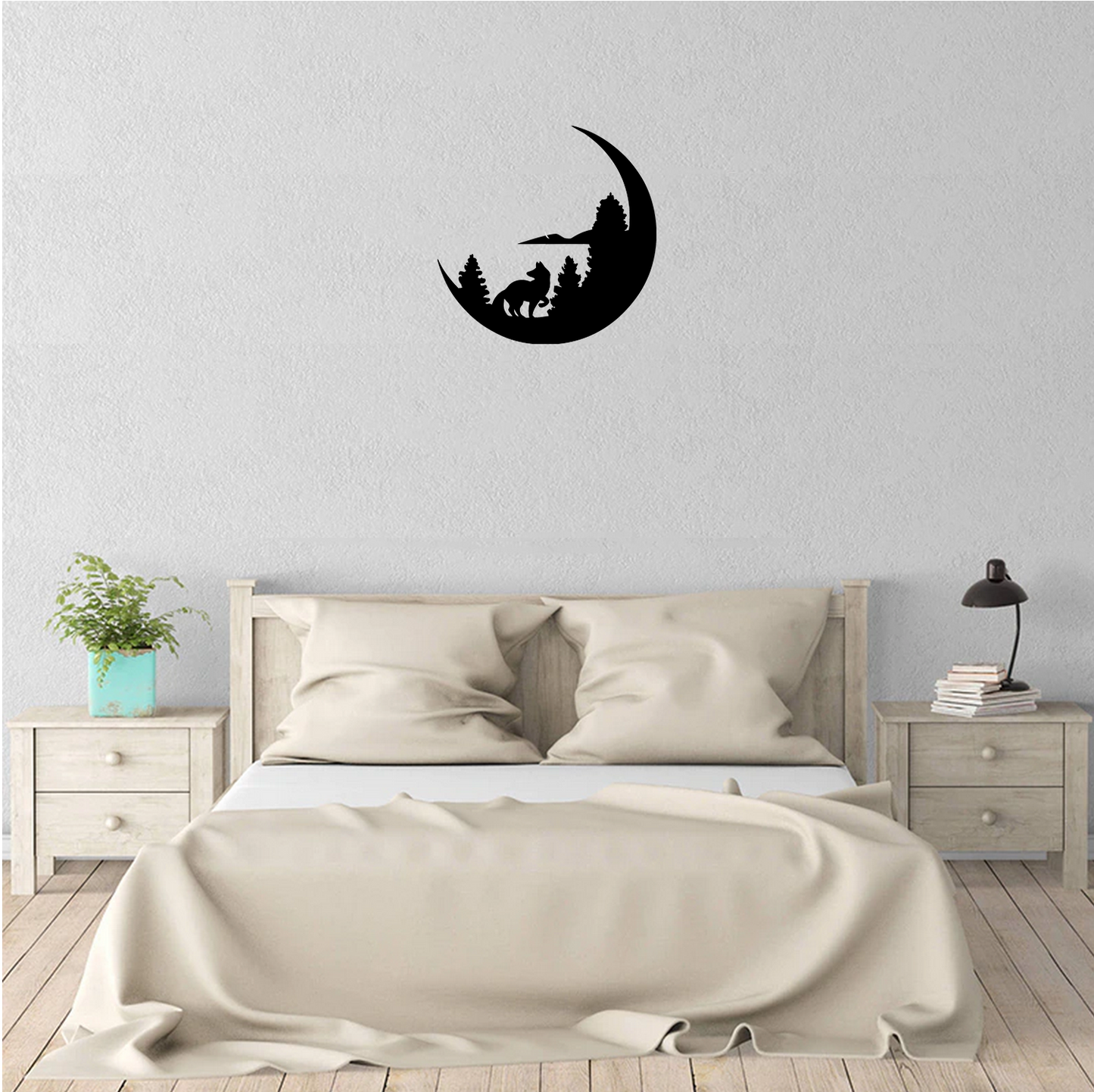Decor perete Lup si Luna HH695 din lemn