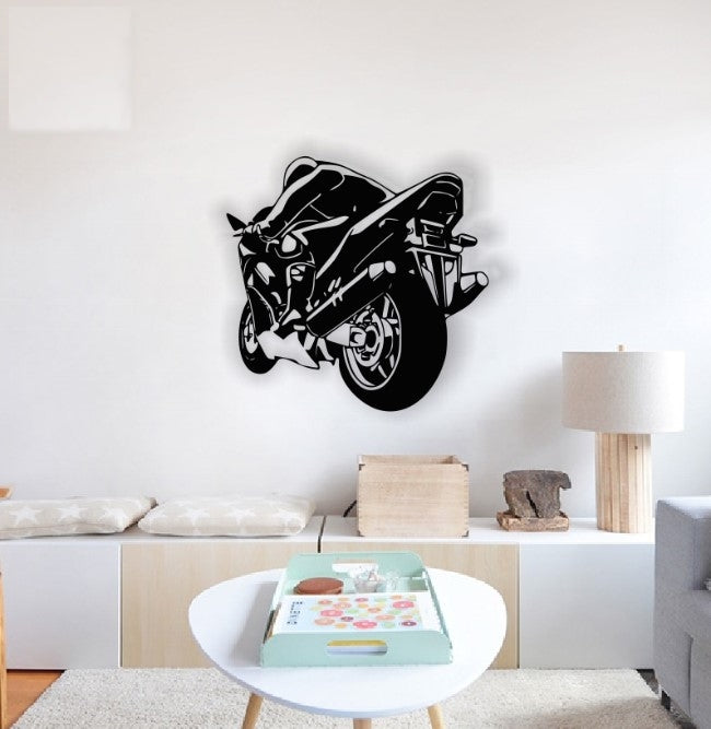 Decor perete Personalizabil Motociclist HHH259 din lemn