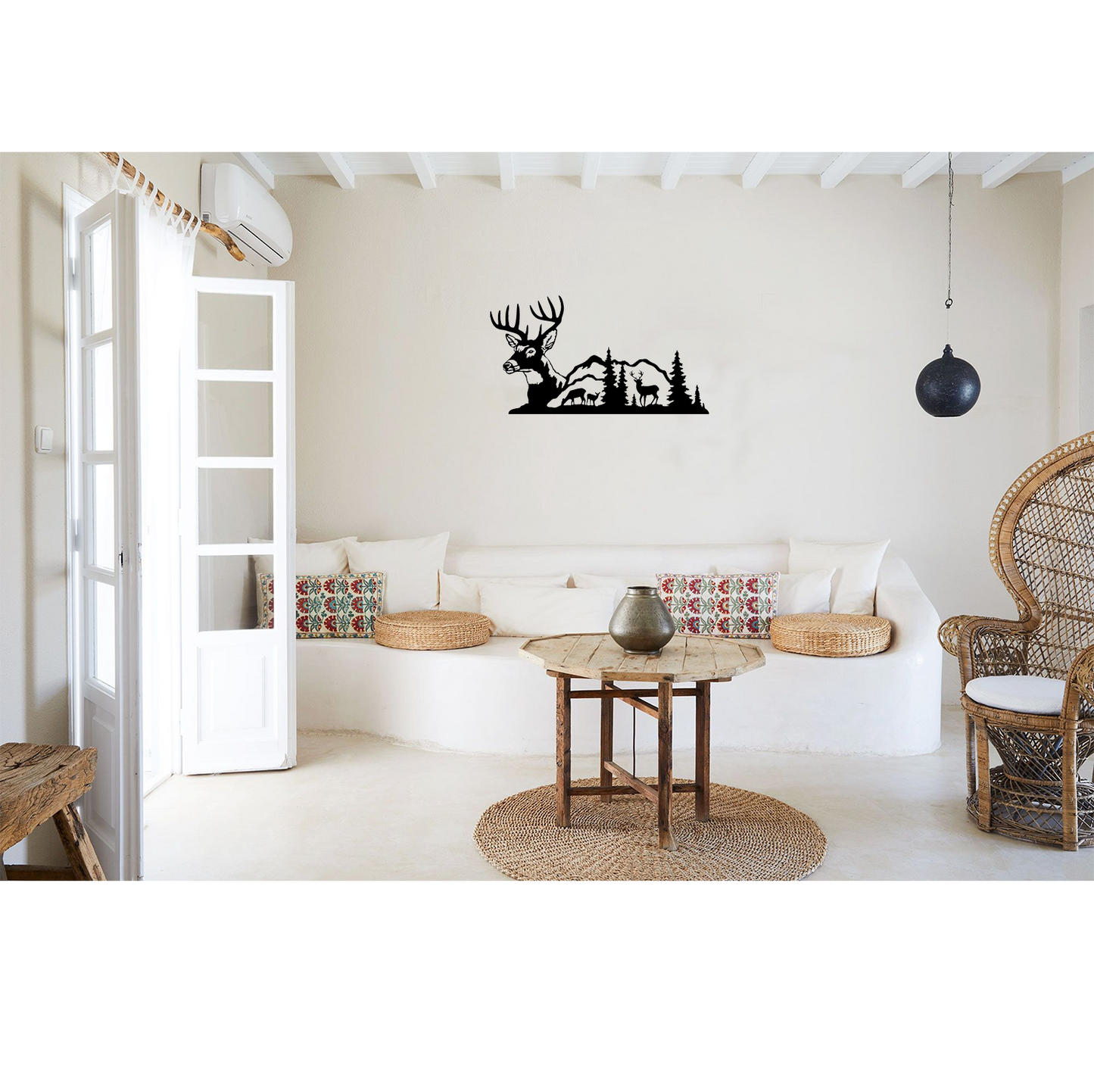 Decor perete Munte cu Cerbi HH701 din lemn