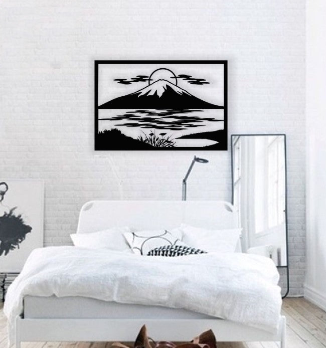 Decor perete Personalizabil Munte la Rasarit HHH662 din lemn