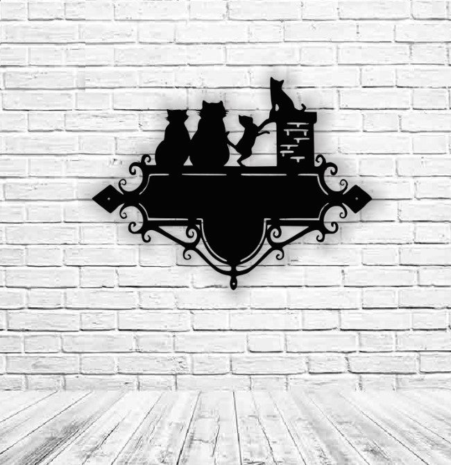 Decor perete Personalizabil Pancarta Adresa Pisicute HHH325 din lemn