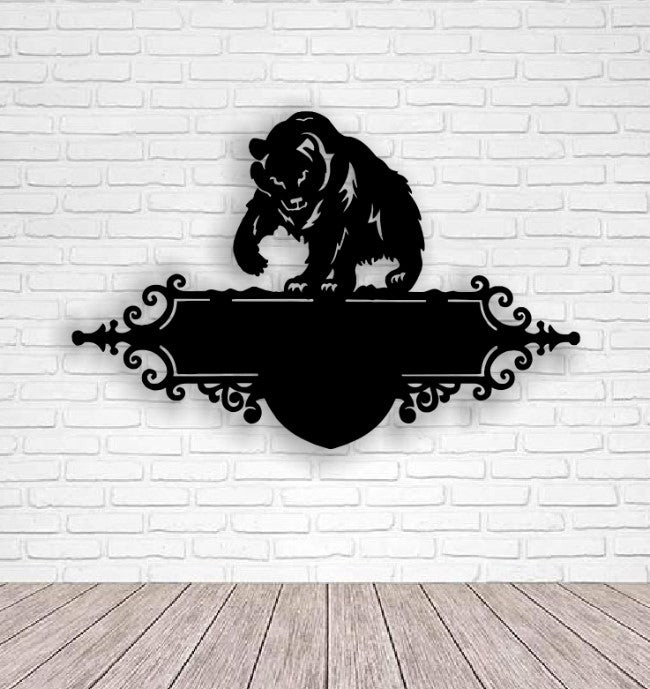 Decor perete Personalizabil Pancarta Adresa Urs HHH513 din lemn