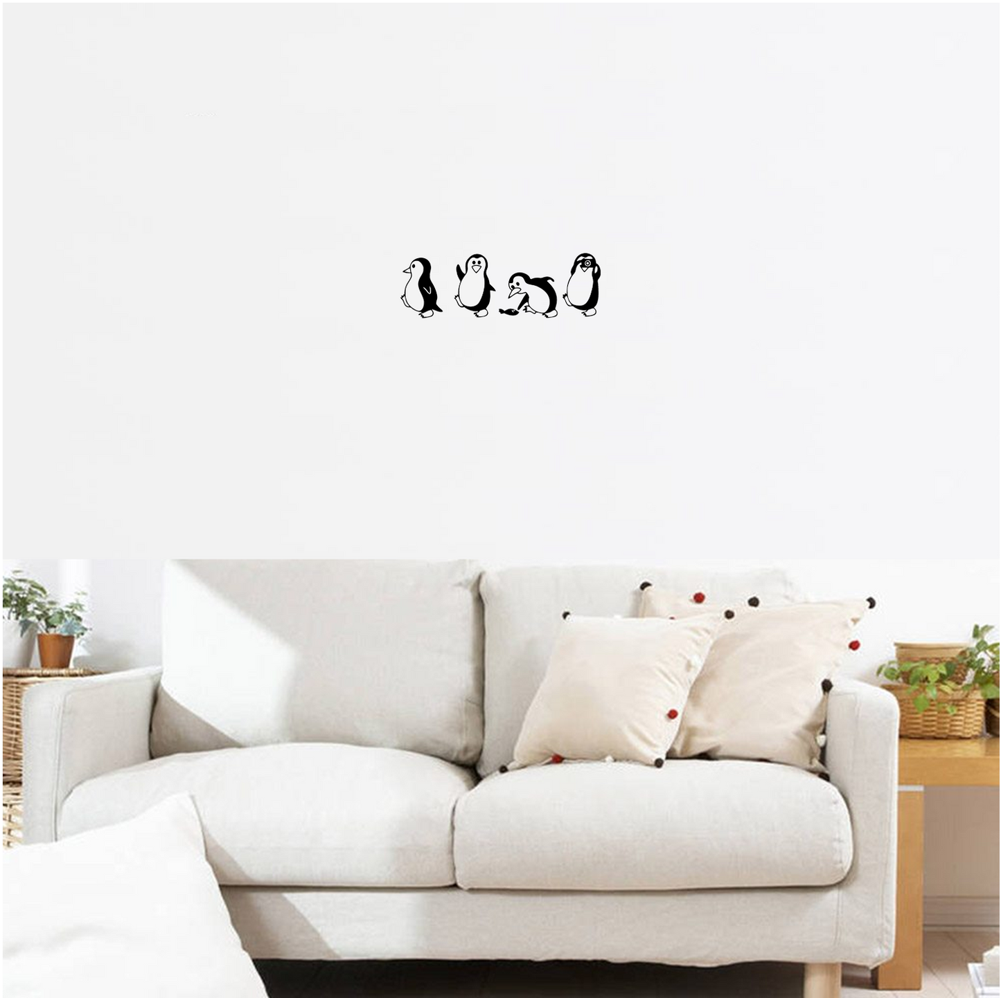 Decor perete Pinguini din 4 Parti HH746 din lemn
