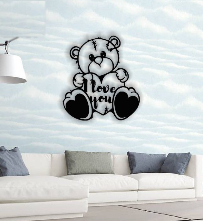 Decor perete Personalizabil Urs cu Inima HHH276 din lemn