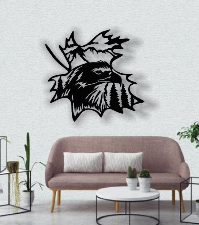 Decor perete Personalizabil Vultur in Frunza HHH316 din lemn
