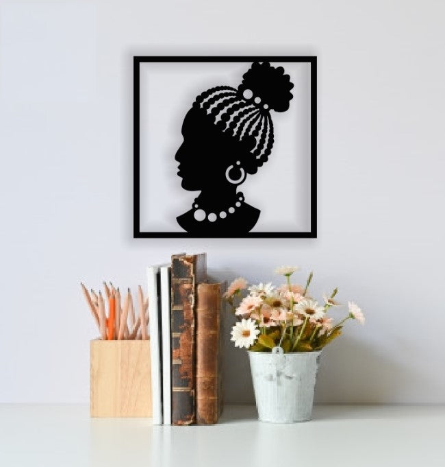 Decor perete Personalizabil Doamna Afro HHH109 din lemn