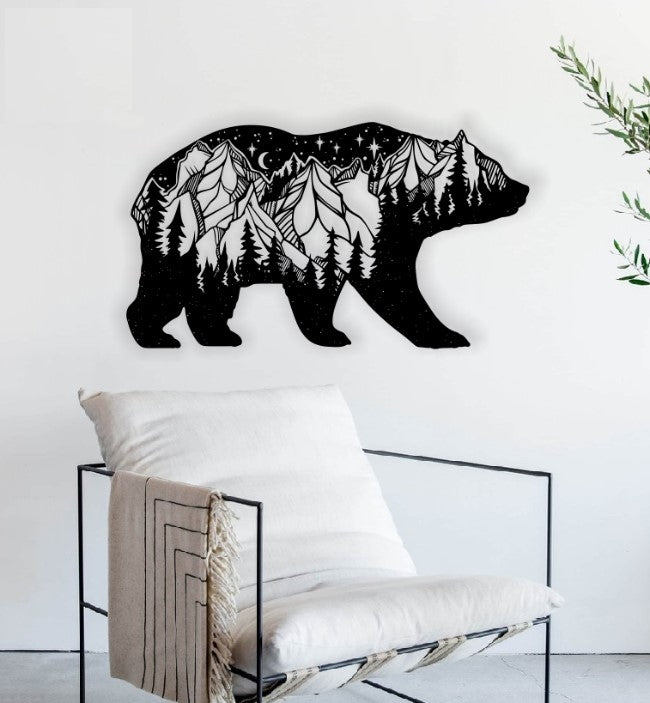 Decor perete Personalizabil Munte in Urs HHH235 din lemn