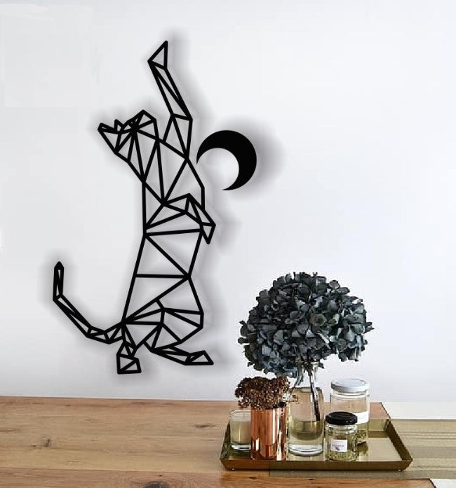 Decor perete Personalizabil Pisica si Luna HHH164 din lemn