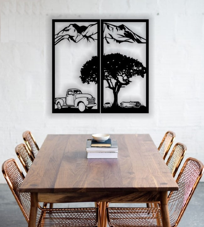 Decor perete Personalizabil Priveliste Montana HHH68 din lemn