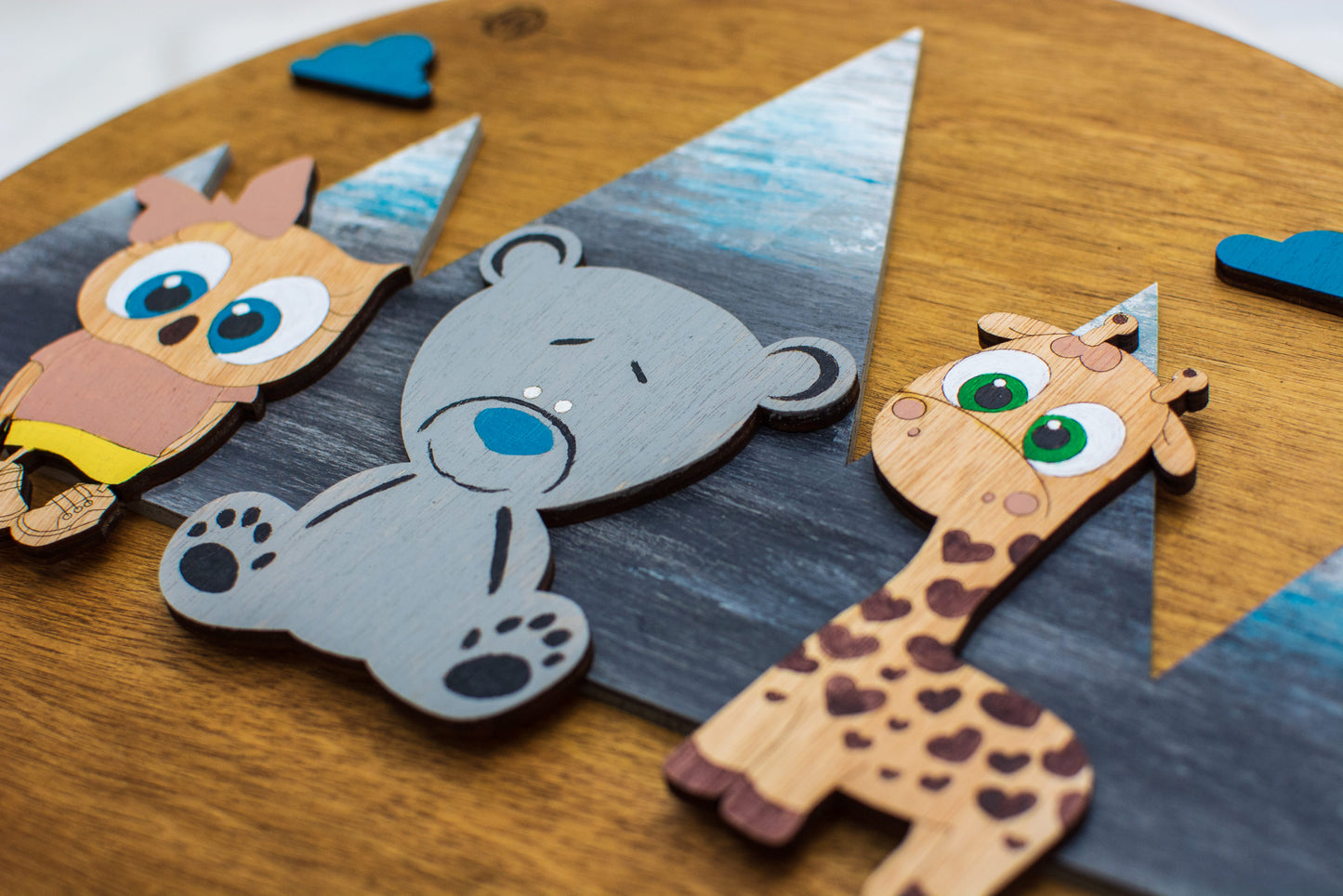 Decor Personalizabil, HandyHands, cu Nume din lemn 3 Animalute 36 cm