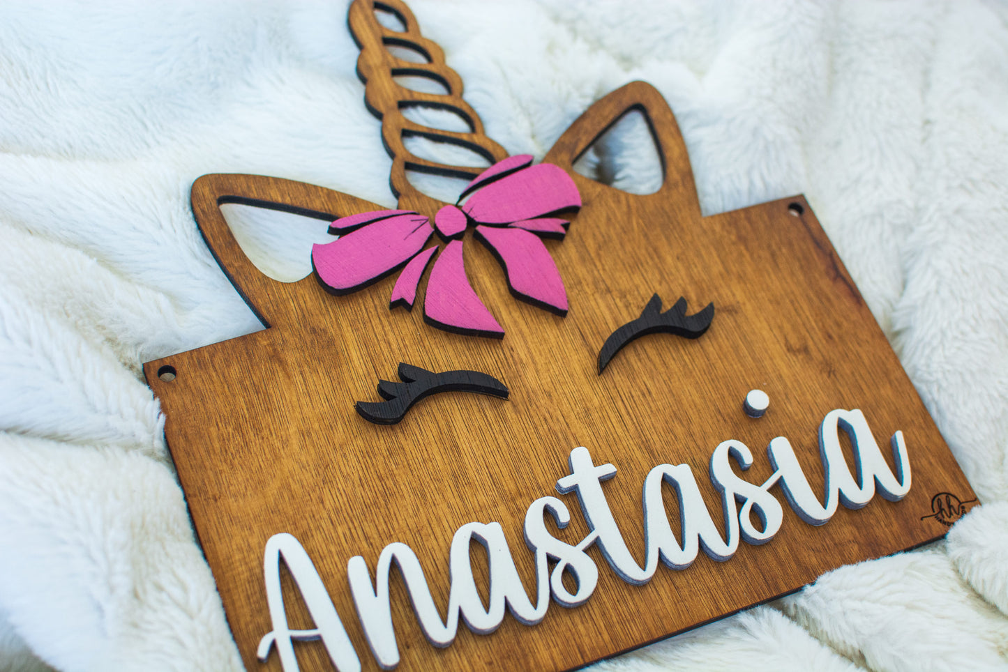 Decor Personalizabil, HandyHands, cu Nume din lemn Unicorn