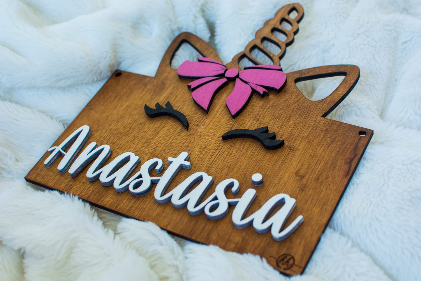 Decor Personalizabil, HandyHands, cu Nume din lemn Unicorn