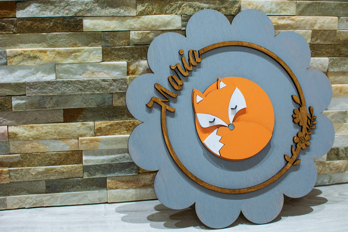 Decor Personalizabil, HandyHands, cu Nume din lemn Vulpe 36 cm