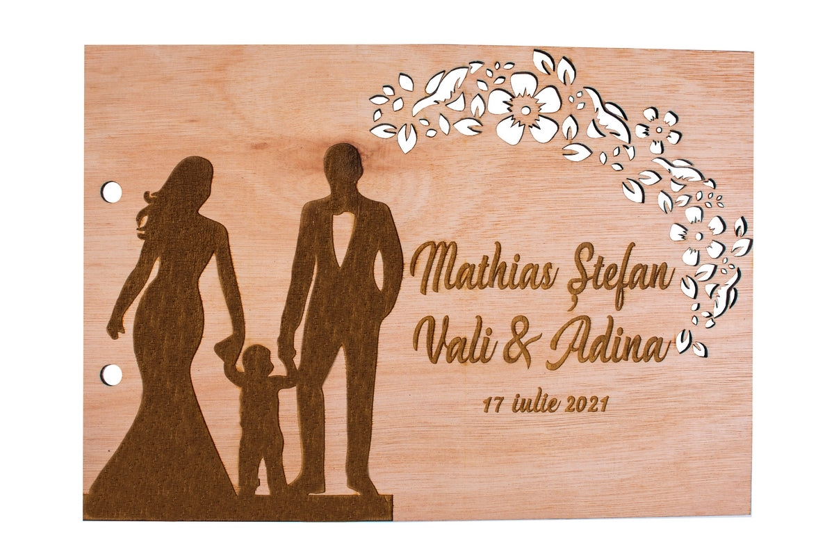 Album Foto de Botez Personalizat din lemn GuestBook Familie 30x21 cm