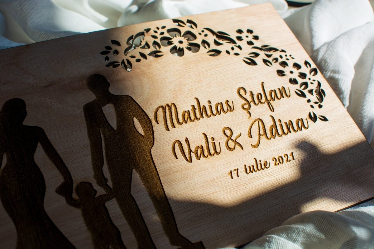 Album Foto de Botez Personalizat din lemn GuestBook Familie 30x21 cm
