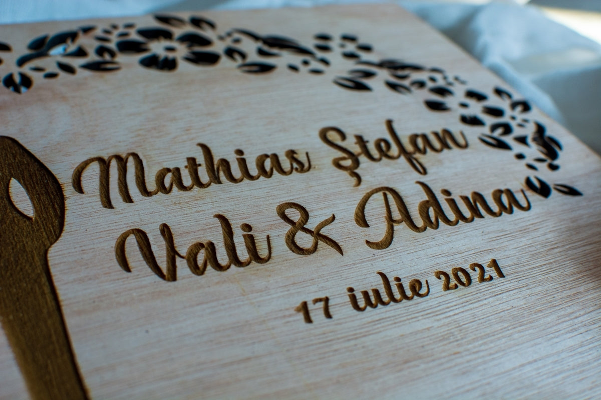 Album Foto de Botez Personalizat din lemn GuestBook Familie 30x21 cm