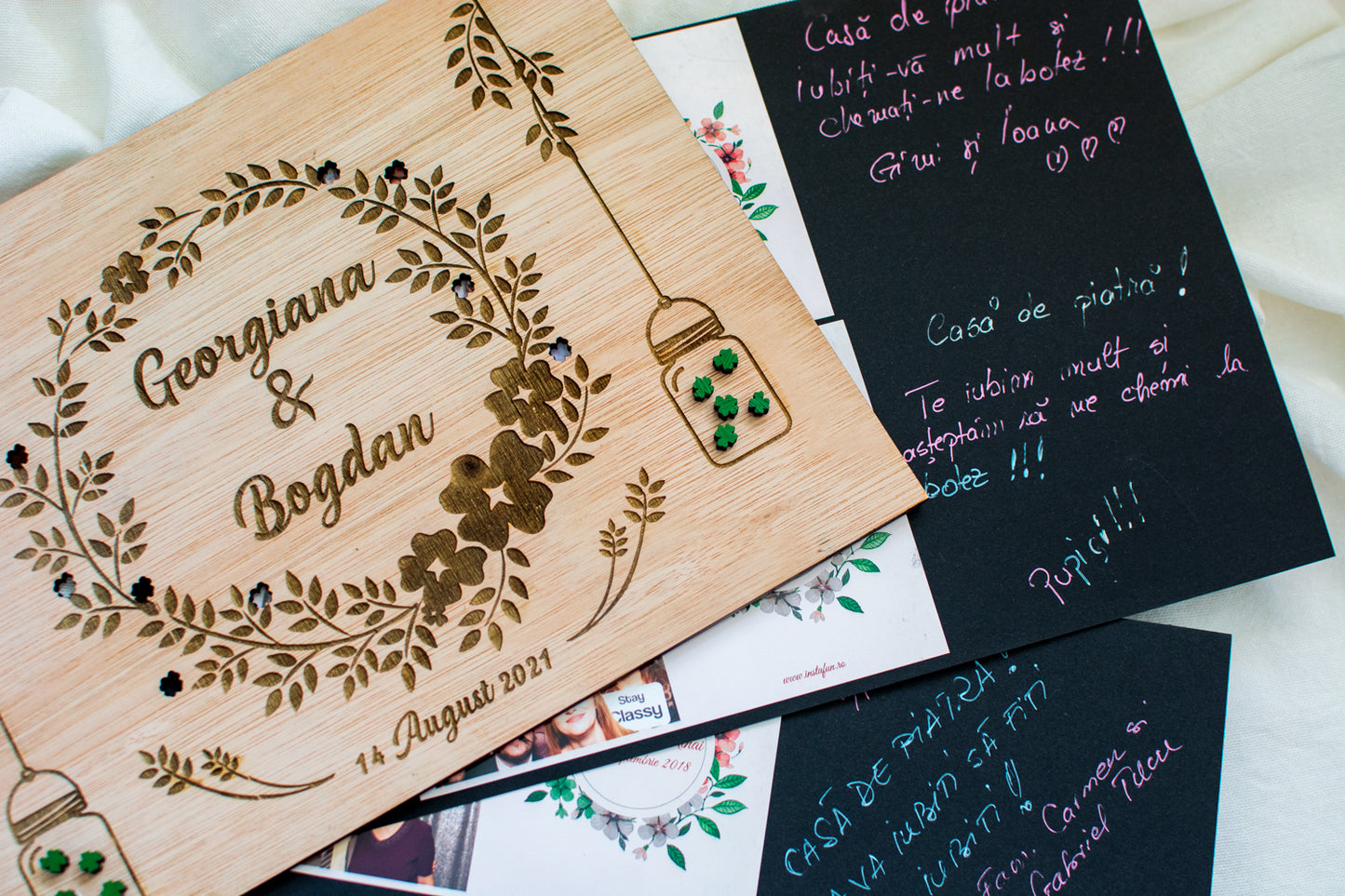 Album Foto de Nunta Personalizat din lemn GuestBook Felinar 30x21 cm