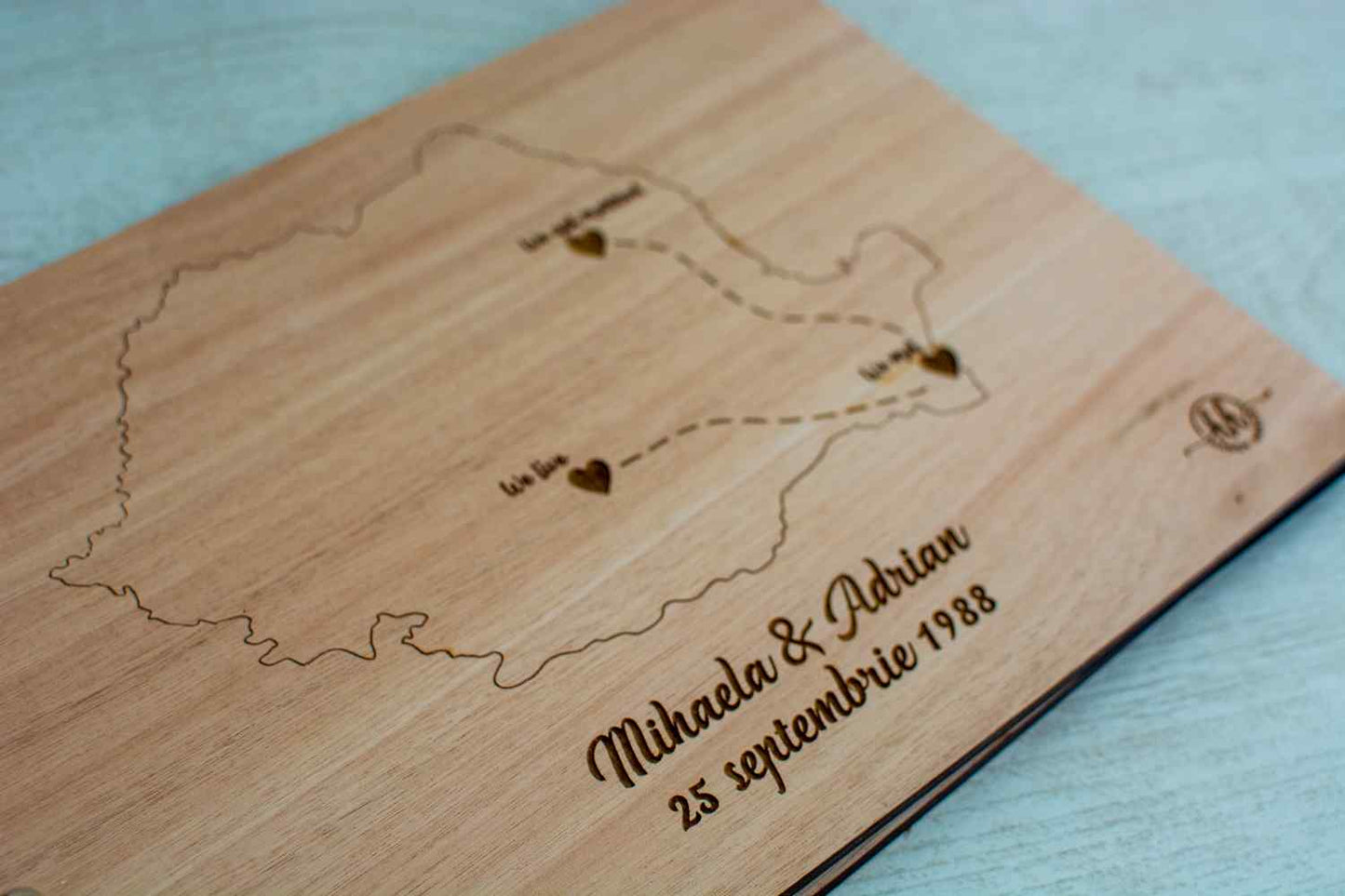 Album Foto A4 GuestBook de Nunta Personalizat HH826 din lemn Harta Romaniei