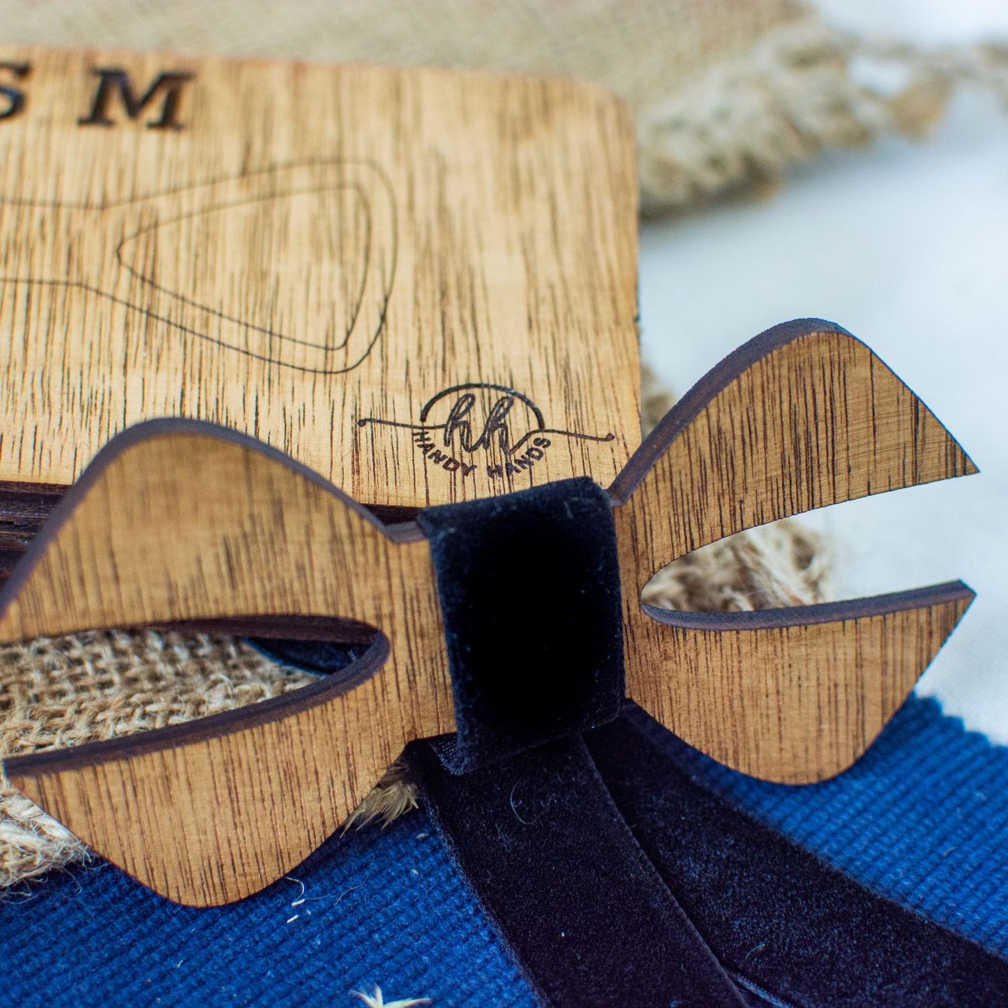 Papion din Lemn HH277, Handmade, in Cutie Premium Personalizata