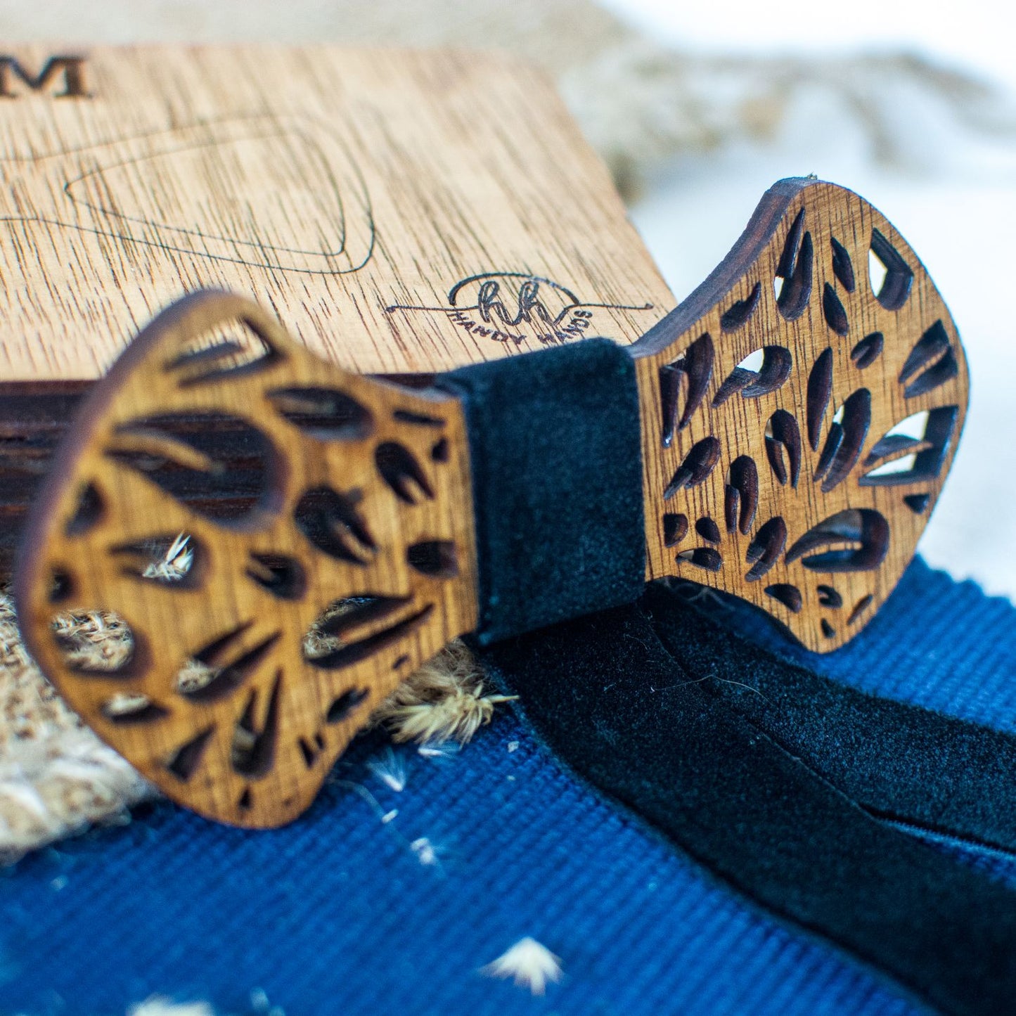 Papion din Lemn HH278, Handmade, in Cutie Premium Personalizata