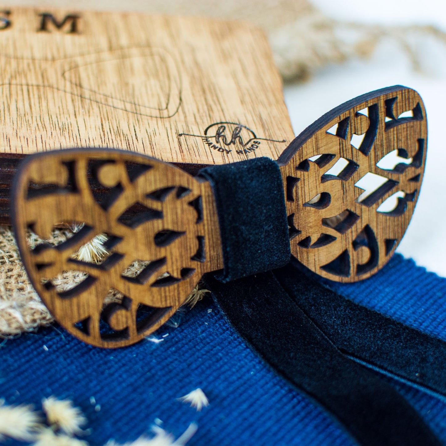 Papion din Lemn HH279, Handmade, in Cutie Premium Personalizata