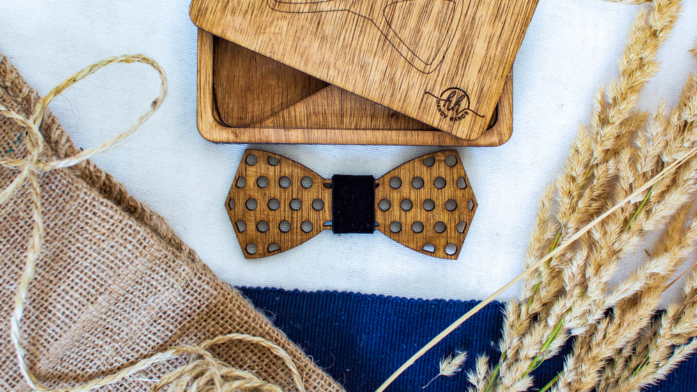 Papion din Lemn HH282, Handmade, in Cutie Premium Personalizata