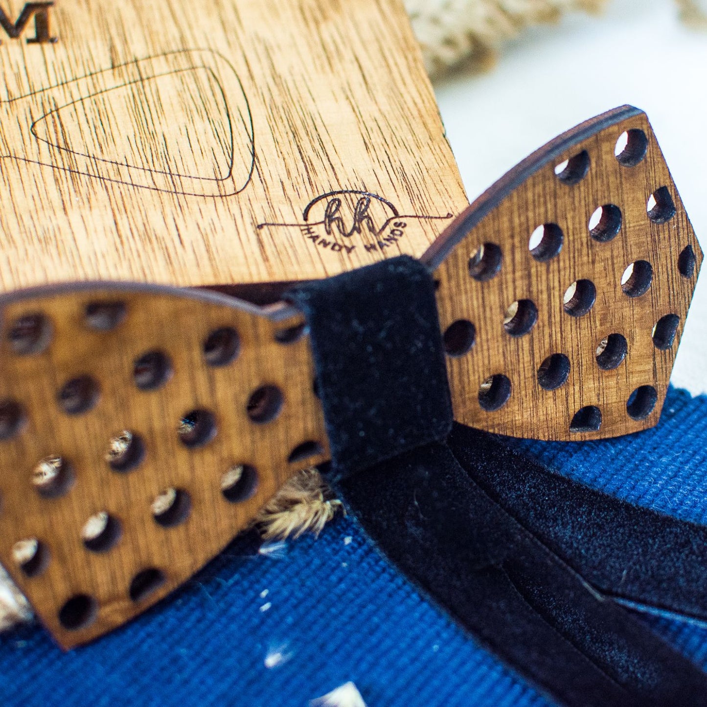 Papion din Lemn HH282, Handmade, in Cutie Premium Personalizata