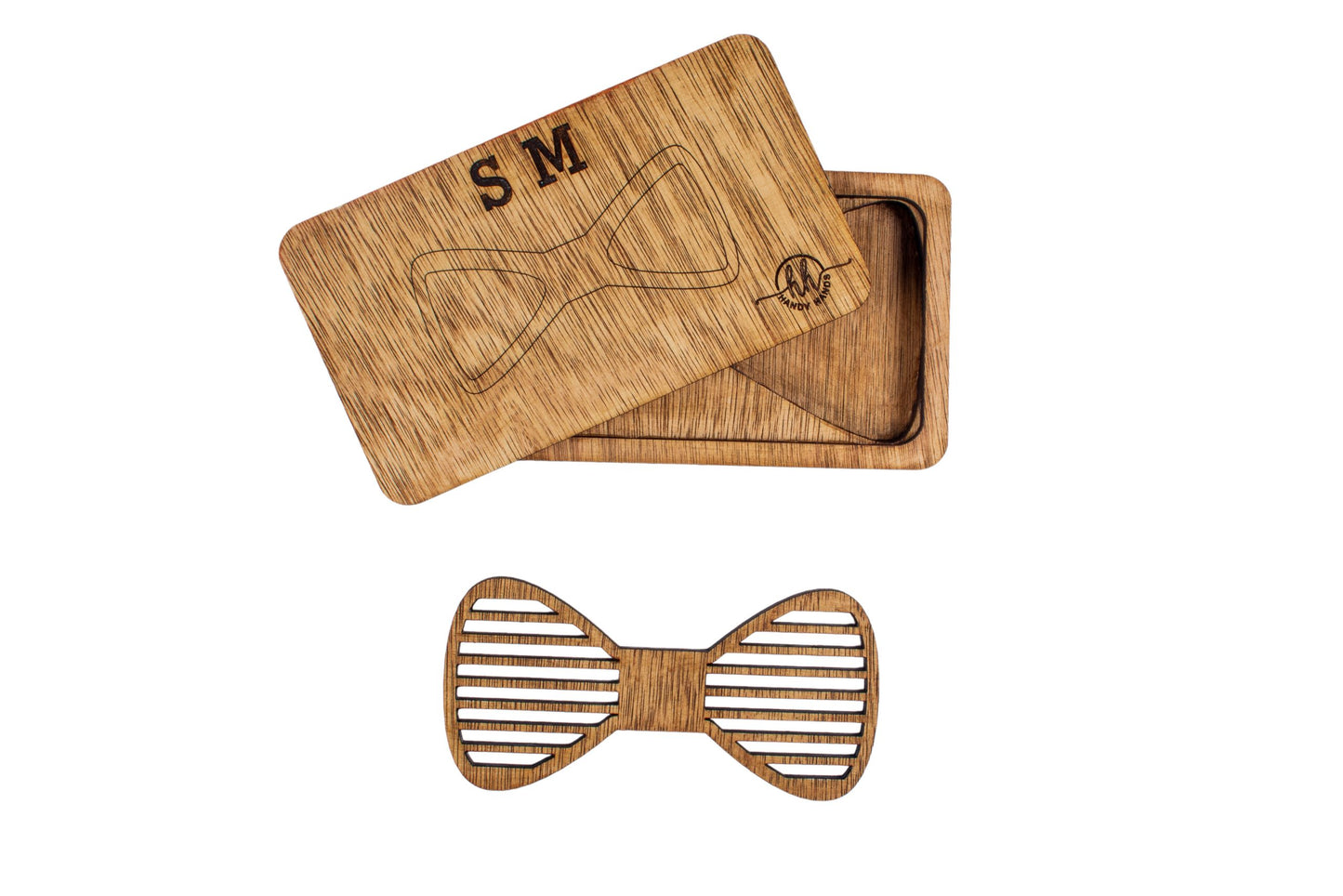 Papion din Lemn HH287, Handmade, in Cutie Premium Personalizata