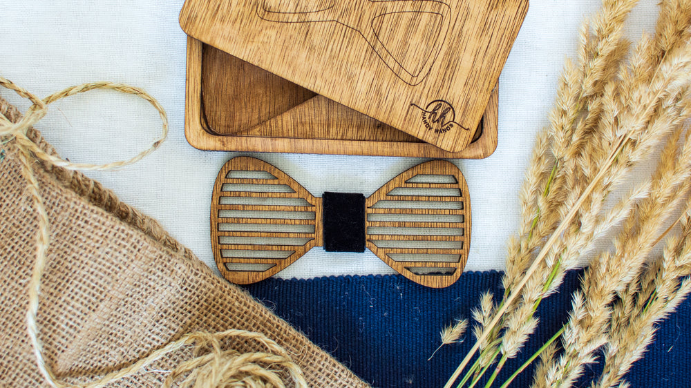 Papion din Lemn HH287, Handmade, in Cutie Premium Personalizata