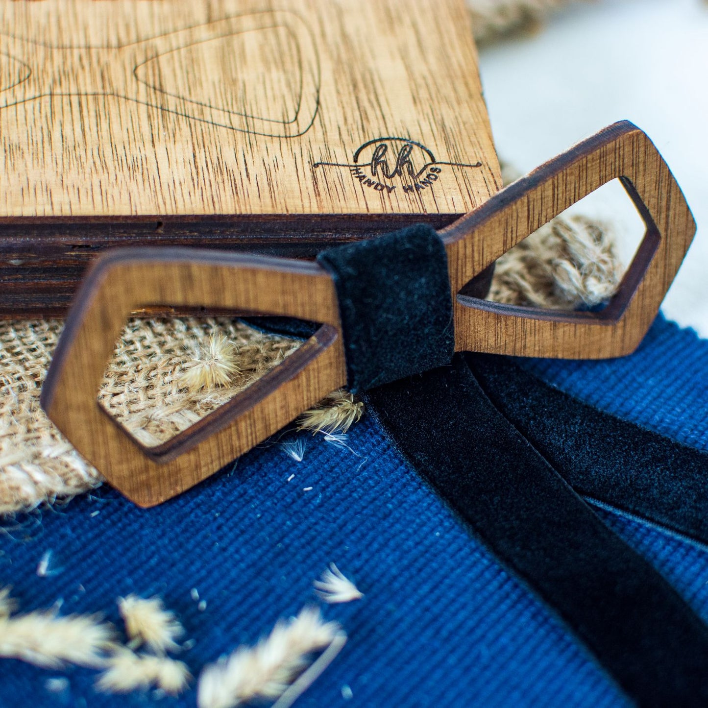 Papion din Lemn HH292, Handmade, in Cutie Premium Personalizata