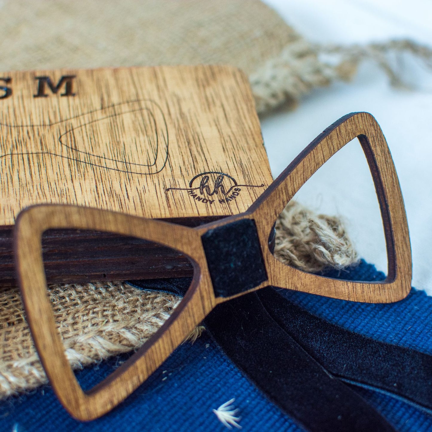 Papion din Lemn HH296, Handmade, in Cutie Premium Personalizata